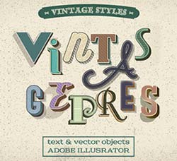 AI图形样式－12个复古式效果：Vintagepress Styles For Illustrator